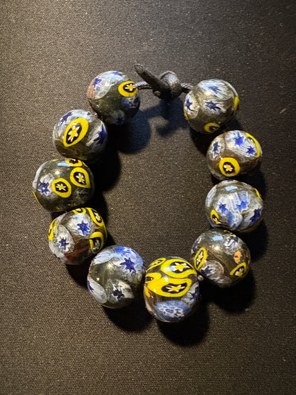 10 Millefiori glass trade beads - (S174) Handmade Indian Rare - 15mm