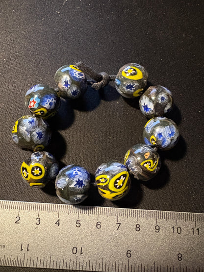 10 Millefiori glass trade beads - (S174) Handmade Indian Rare - 15mm