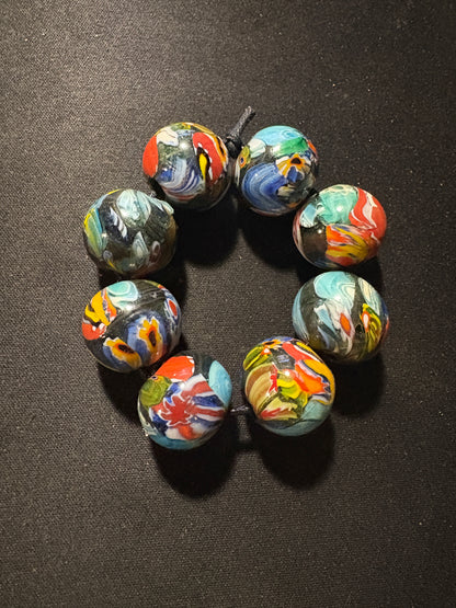 8 Millefiori glass trade beads - (S149) Handmade Rare - 20mm