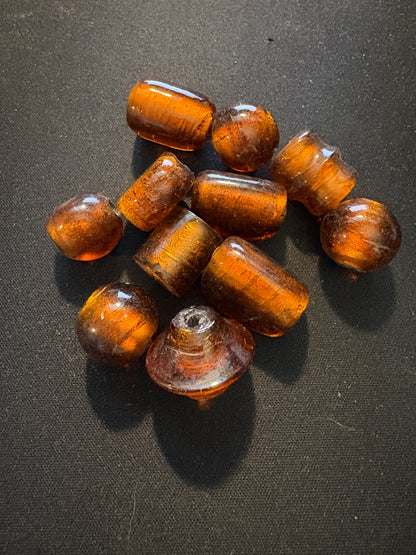 9 Lg Amber glass beads (S185)- furnace beads- 20mm